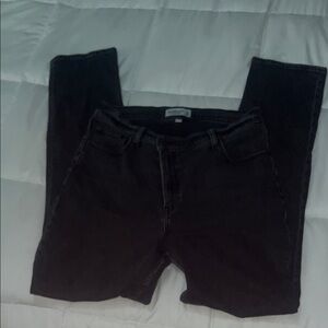 aysmmetrical abercrombie ultra high rise 90's straight black jeans, 31/12L. 🖤